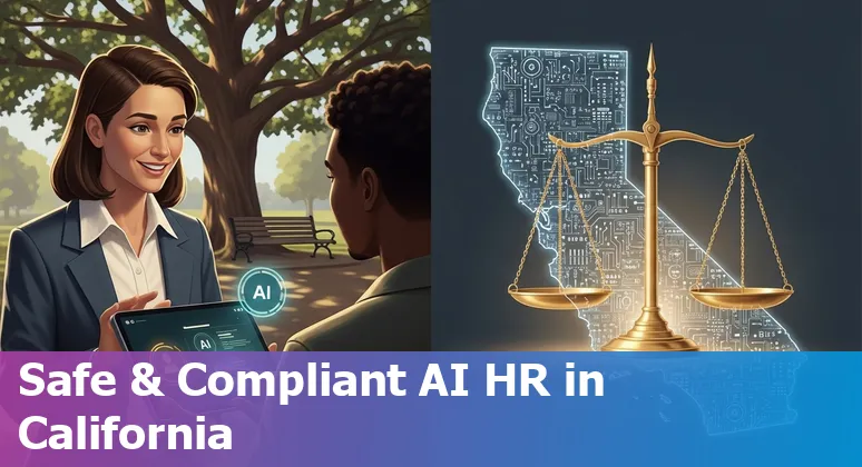 HR professional using AI tools in Modesto, California office, 2025