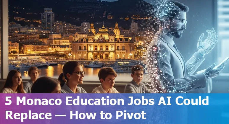 School staff in Monaco discussing AI tools in a classroom with Monaco skyline visible