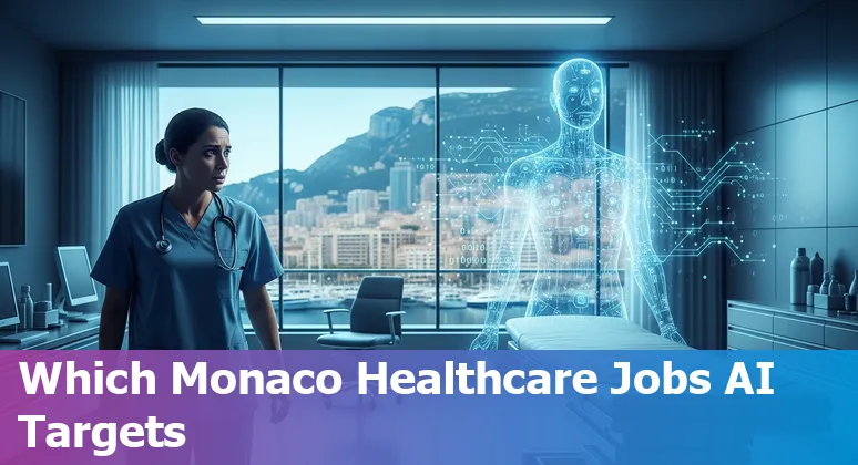 Monaco healthcare professionals consulting AI‑driven imaging and planning software with Monaco skyline in background.