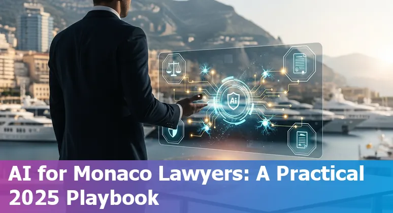 Lawyer reviewing AI compliance checklist in Monaco office — Monaco AI legal guide image