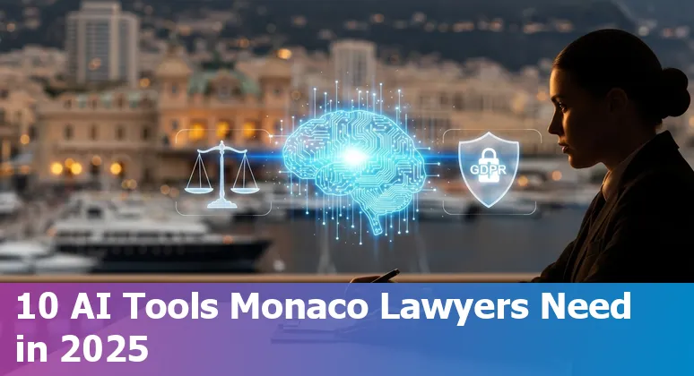 Lawyer using AI tools on a laptop with Monaco skyline in background