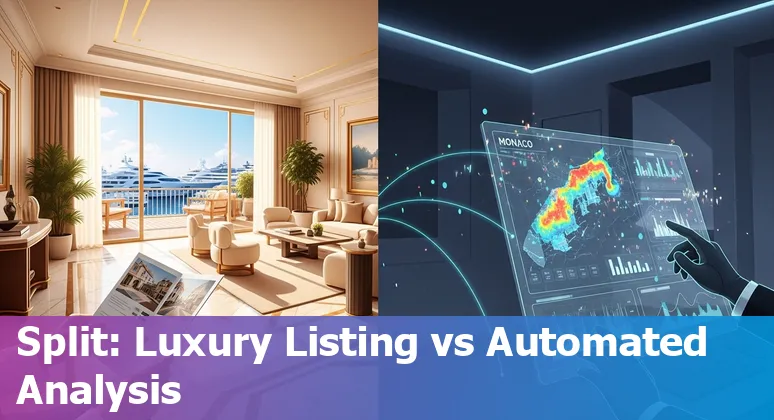 Real estate professional using AI tools with Monaco skyline and luxury properties in background