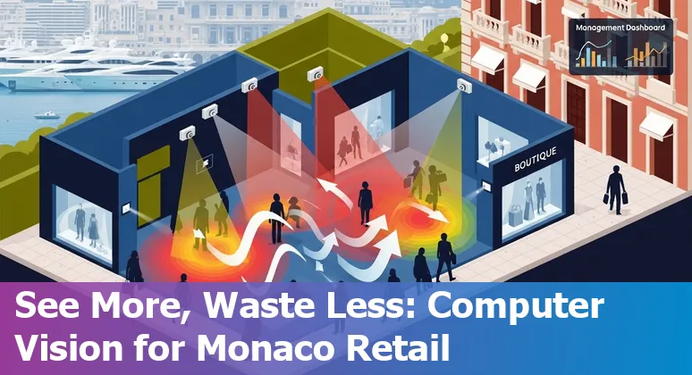 Retail staff and AI dashboard in a Monaco, MC boutique illustrating cost savings and efficiency improvements in Monaco, MC