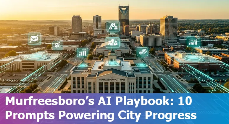 City hall of Murfreesboro with overlay text: Top 10 AI prompts and use cases for local government