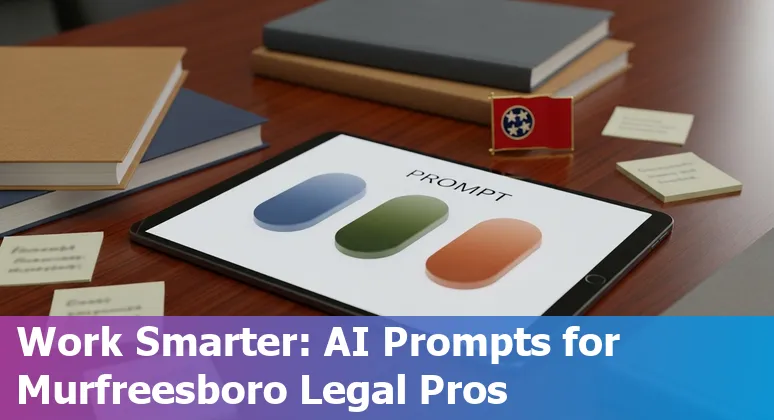 Lawyer using AI on laptop with Tennessee and Murfreesboro courthouse icons