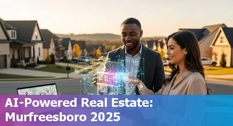AI-powered real estate tools and Murfreesboro, Tennessee skyline with MTSU campus in 2025