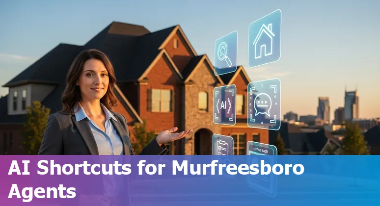 Agent using AI tools on laptop to generate a Murfreesboro property listing and market snapshot