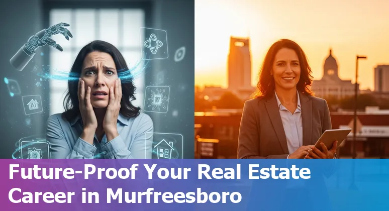Murfreesboro real estate agents using laptops and AI tools while touring a suburban home near MTSU