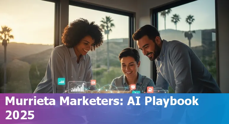 Marketing professional using AI tools on a laptop in Murrieta, California, USA