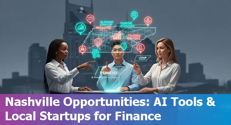 Finance professional using AI tools in Nashville, Tennessee skyline background