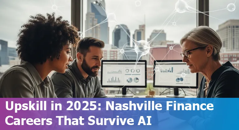Finance professional working with AI tools in an office skyline of Nashville, Tennessee