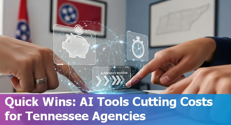 Nashville, Tennessee skyline with AI overlay representing government efficiency and cost savings in Tennessee, US