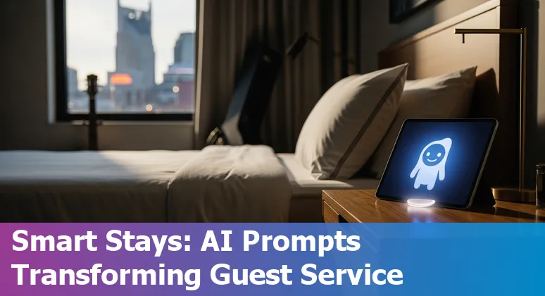 Hotel concierge tablet showing AI-generated local Nashville recommendations and booking options.