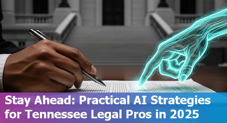 Nashville, Tennessee lawyer using AI tools on a laptop with Vanderbilt and Music City skyline in the background