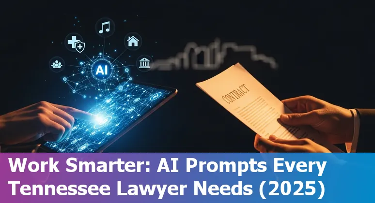 Nashville attorney using AI on laptop to draft contracts and research local cases with skyline in background