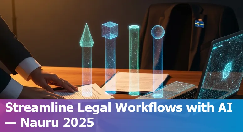 Lawyer using AI tools with Nauru flag on screen, representing AI in legal practice in Nauru