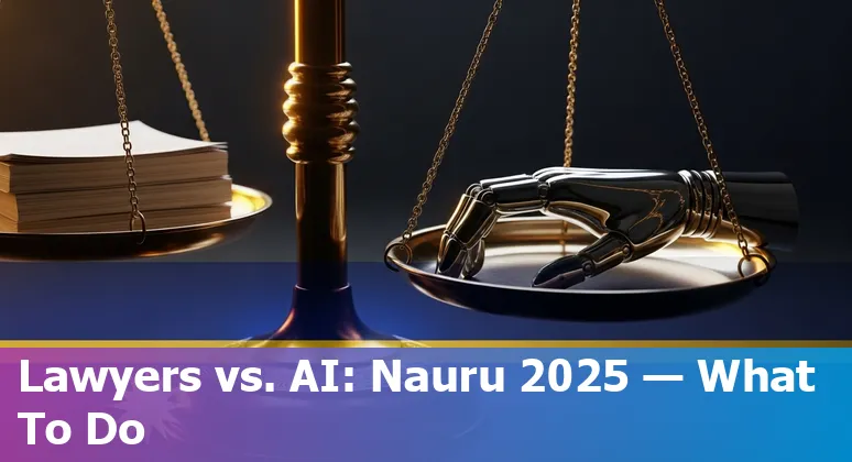 Lawyer reviewing AI-drafted contract on laptop in a Nauru office, showing legal practice in Nauru adapting to AI in 2025