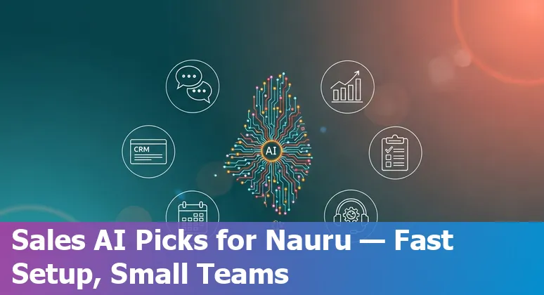 Sales professional in Nauru using AI tools like HubSpot, ChatGPT and Dialpad on laptop and phone