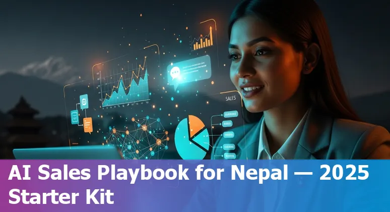 Sales professional using AI tools in Nepal in 2025, Kathmandu office scene