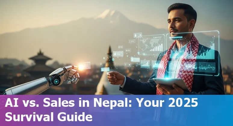 Sales team using AI tools in Nepal, showing a Nepali office adopting AI for sales in 2025