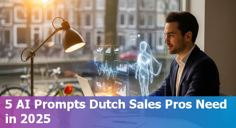 Dutch sales professional using AI prompts on a laptop to qualify leads and write cold emails