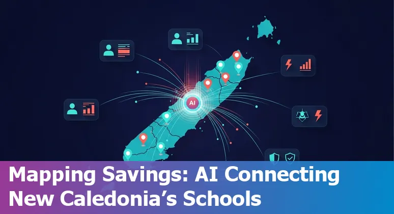 AI dashboard showing cost and efficiency improvements for a university campus in Nouméa, New Caledonia