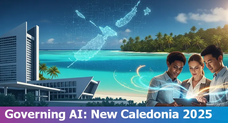 Illustration of AI governance and blue carbon monitoring for New Caledonia, NC government in 2025