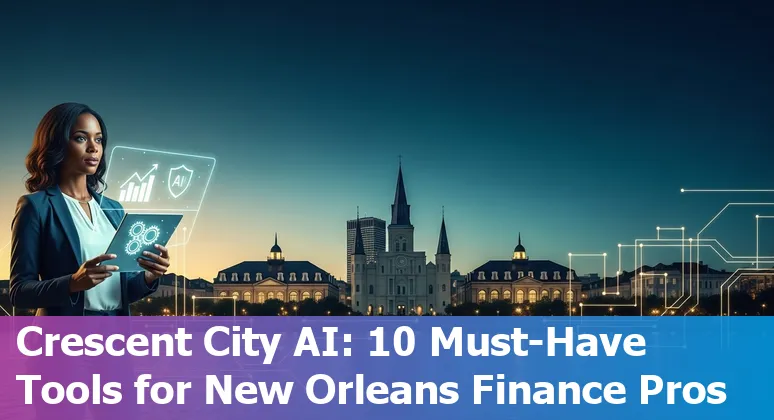 Collage of AI tools logos overlaid on a New Orleans skyline with the Ernest N. Morial Convention Center.
