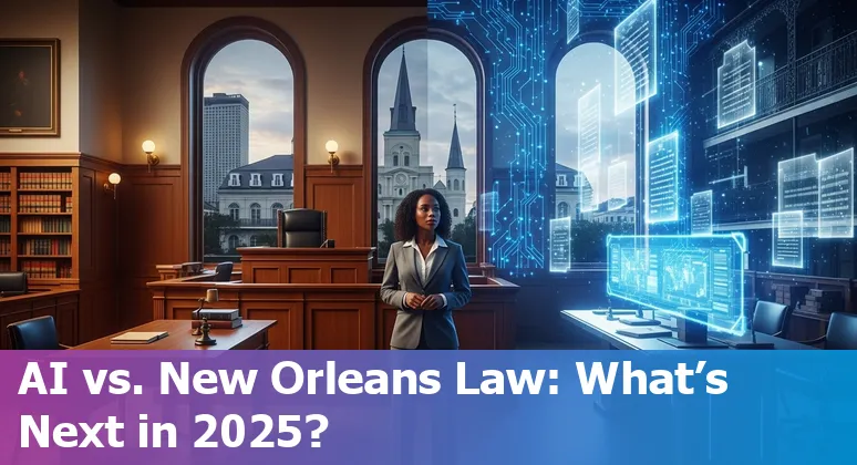New Orleans, Louisiana skyline with legal AI icons — lawyers and AI tools in Louisiana context