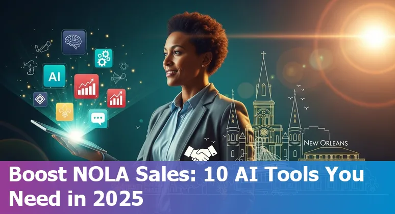 New Orleans sales professional using AI tools on laptop with images of Gemini, Vertex AI, and BigQuery logos overlaid