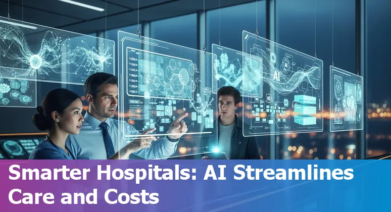 Healthcare AI tools reducing costs at New York City hospital — servers, clinicians, and AI dashboards in New York