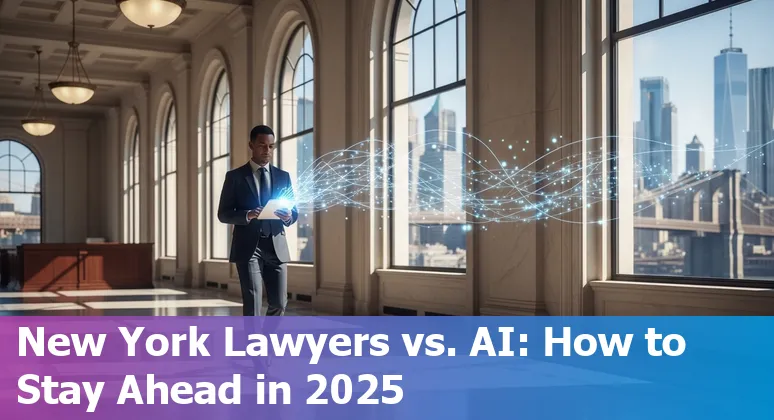New York City lawyer using AI tools on a laptop in a Manhattan office, New York, US