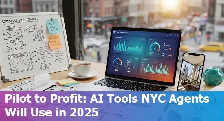 Skyline view with AI data overlays on New York City properties—AI in New York City real estate 2025