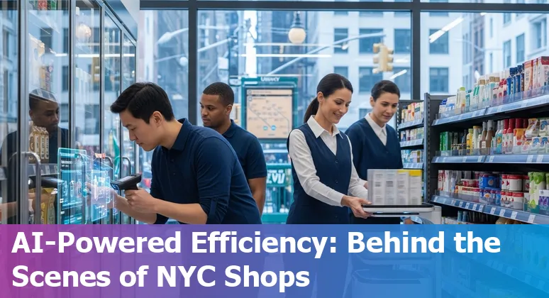 New York City retail store using AI tools (chatbots, robots, smart shelves) to cut costs and improve efficiency in New York, US