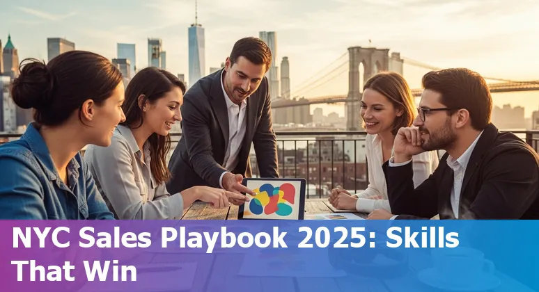 NYC skyline with sales and AI icons overlay — Will AI replace sales jobs in New York City?