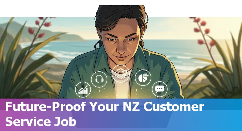 Customer service agent using AI tools in a New Zealand office in 2025