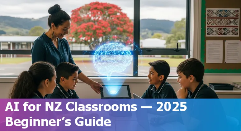Teacher using an AI tool in a New Zealand classroom in 2025, illustrating AI use in New Zealand education