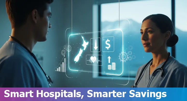 Healthcare staff using AI tools at a New Zealand hospital—AI improving efficiency and cutting costs in New Zealand