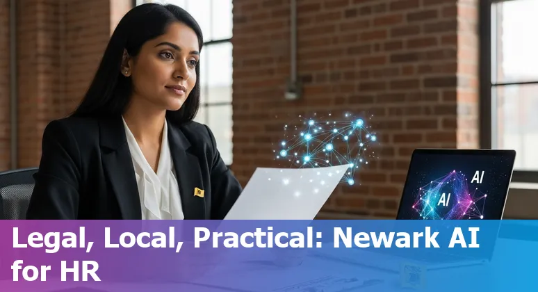 HR professional using AI tools in Newark, New Jersey office, 2025