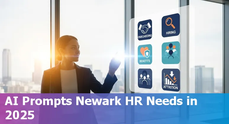 HR professional in Newark reviewing AI-generated benefits summary and onboarding plan on a laptop