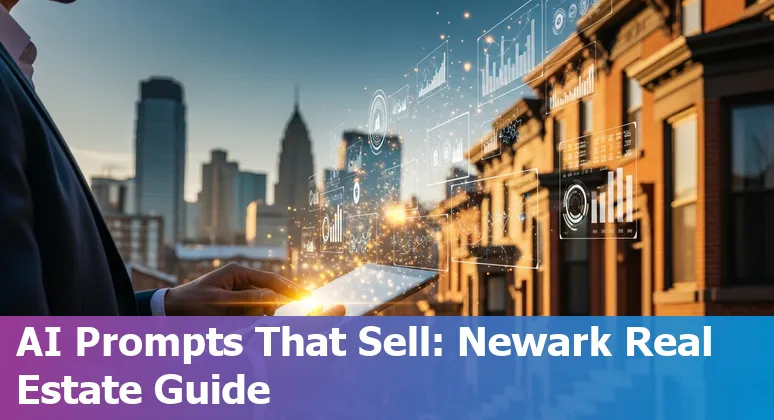 Newark skyline with icons representing AI, property, and data analytics