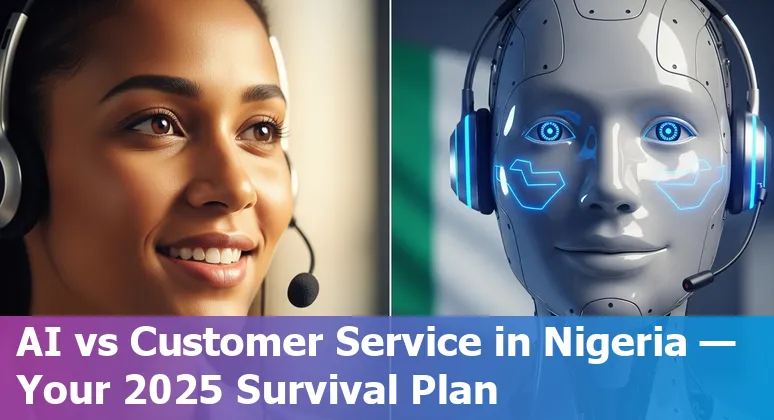 Customer service agent using an AI chatbot on a laptop in Nigeria