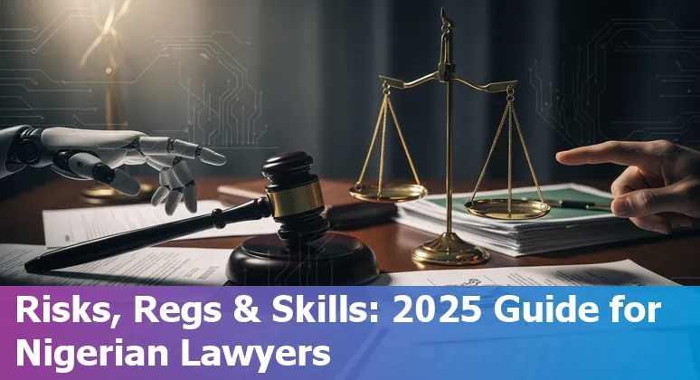 Nigerian lawyer using AI-assisted legal research on a laptop in Abuja, Nigeria