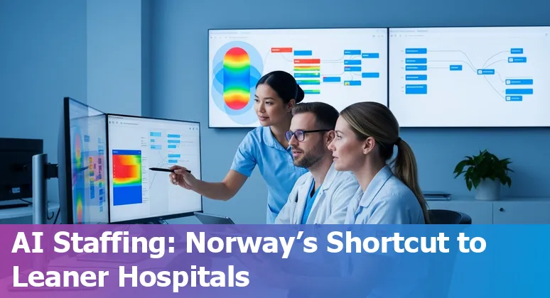 Healthcare team using AI dashboard for hospital logistics and remote monitoring in Norway