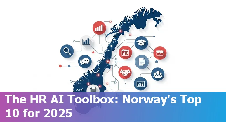 Norwegian HR professional reviewing AI HR tools on a laptop with Finn.no and NAV logos visible