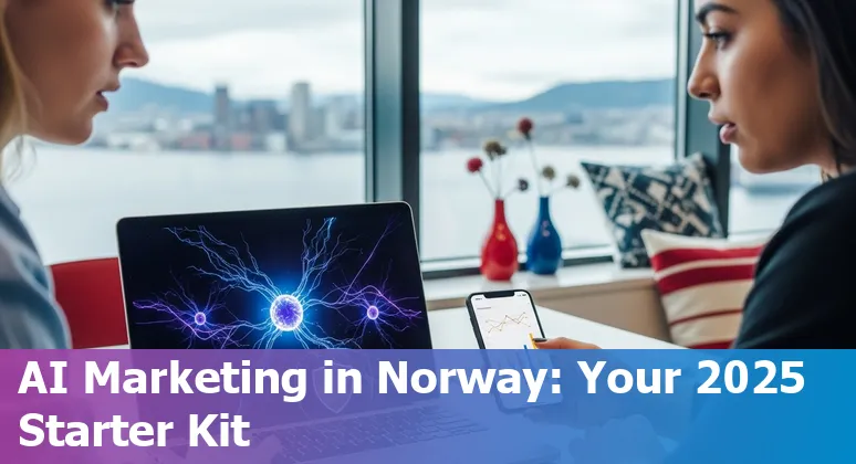 AI marketing tools and legal icons illustration for Norway in 2025