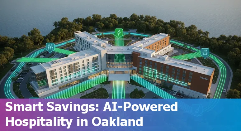 Hotel staff using AI dashboard in Oakland, California to manage room assignments and energy savings