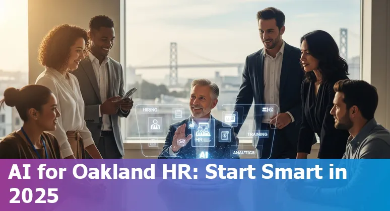 HR professionals networking at HRWest 2025 in Oakland, California using AI tools and conference materials