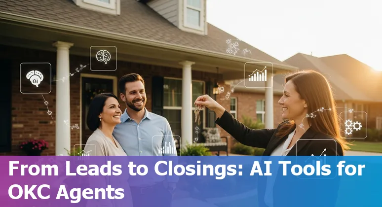 Oklahoma City 2025 real estate AI guide — skyline with Devon Tower and agents using AI tools in Oklahoma City, Oklahoma.