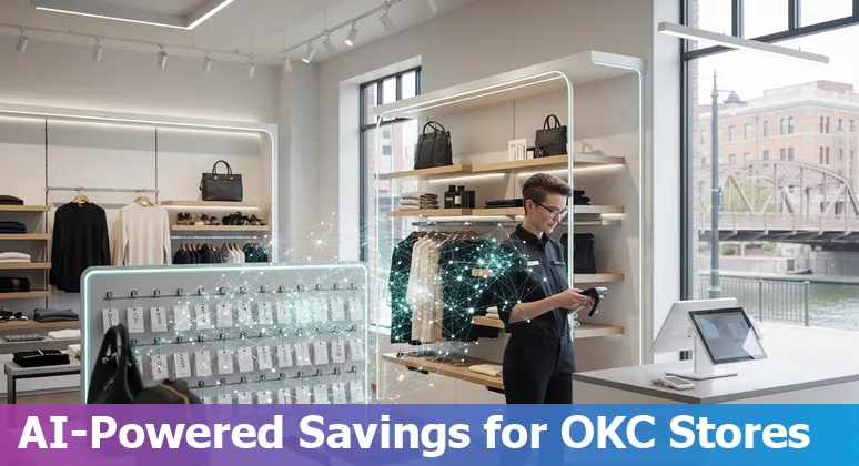 Retail staff using AI tools in an Oklahoma City store — AI improves efficiency and reduces costs in Oklahoma, US.